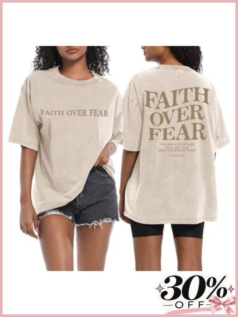 Women's Oversized Christian Cotton Bible Verse Graphic Tee Shirt